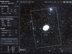 Image of NINA framing assistant with Messier 27 framed in view