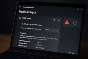 Windows Hotspot failure message